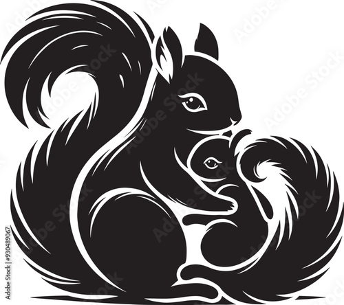 Wallpaper Mural Vector illustration of Squirrel Silhouette isolated on white background Torontodigital.ca