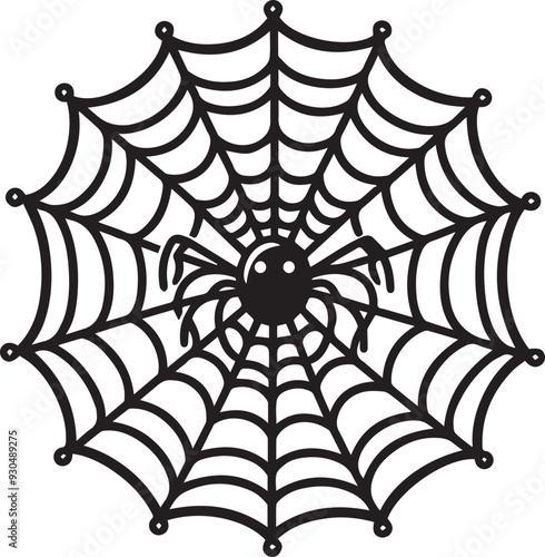 Cartoon Spider Web outlined for coloring book isolated on a white background, Spider Web Drawing