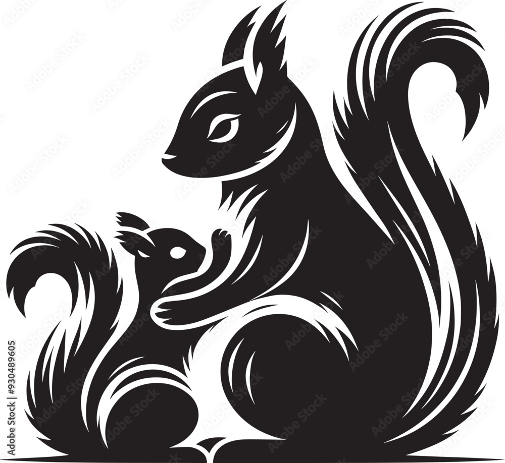 Vector illustration of Squirrel Silhouette isolated on white background Vector illustration of Squirrel Silhouette isolated on white background