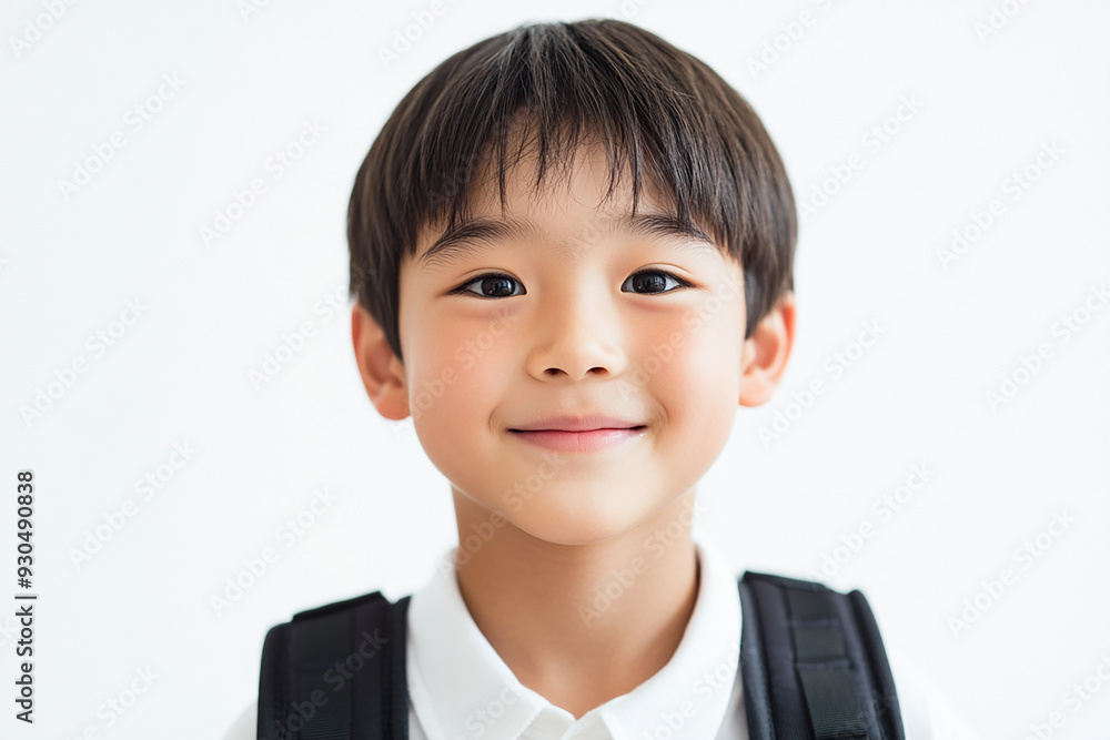 Asian teenage student carrying school bag on white background, student happy back to school Asian teenage student carrying school bag on white background, student happy back to school