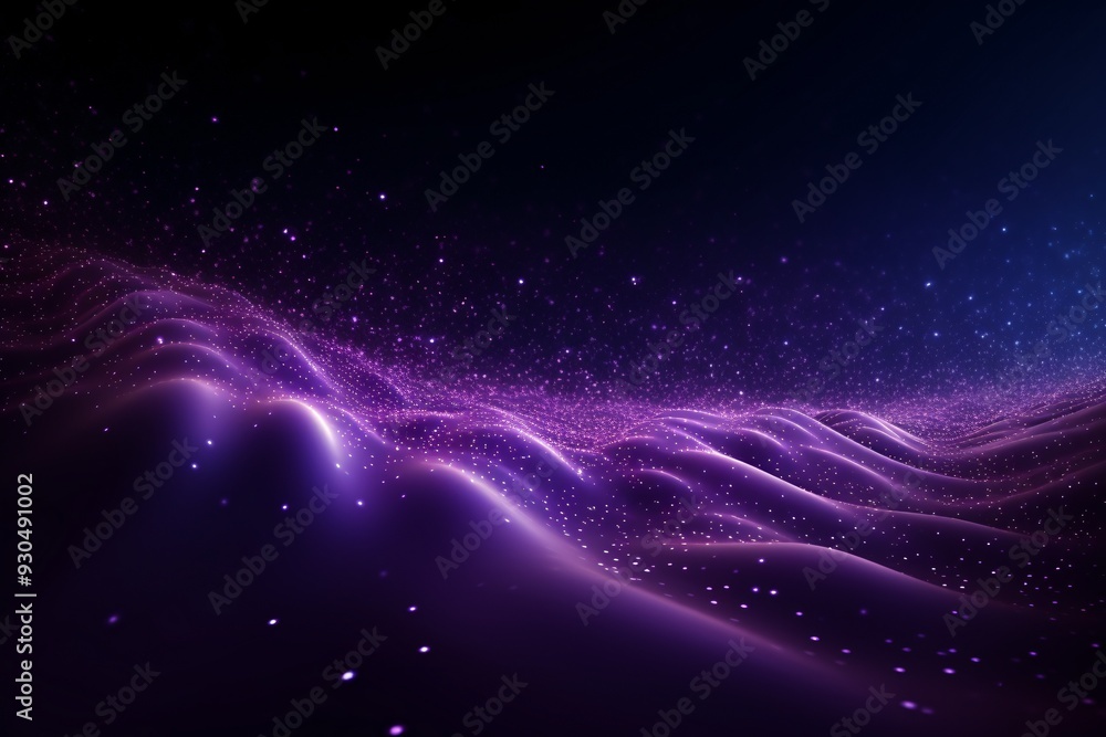 Fototapeta premium Particles Waves Abstract Wallpaper, Digital purple particles wave and light abstract background, Glowing Particles Light Background, futuristic particles wave background, AI Generative
