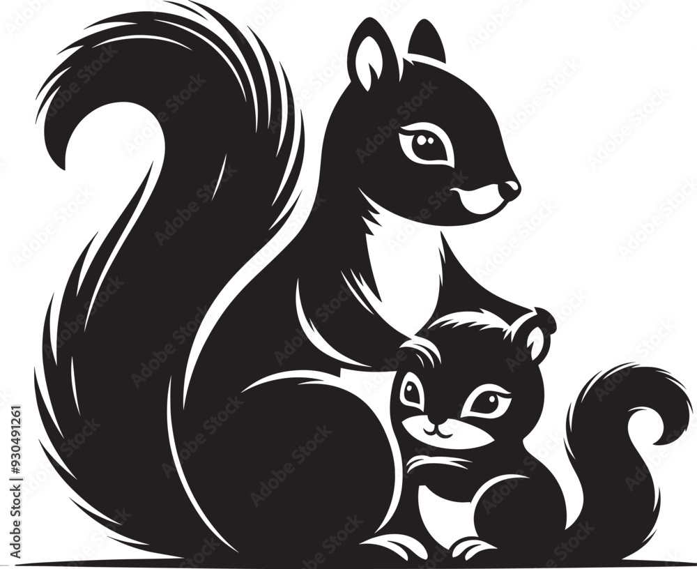Vector illustration of Squirrel Silhouette isolated on white background Vector illustration of Squirrel Silhouette isolated on white background