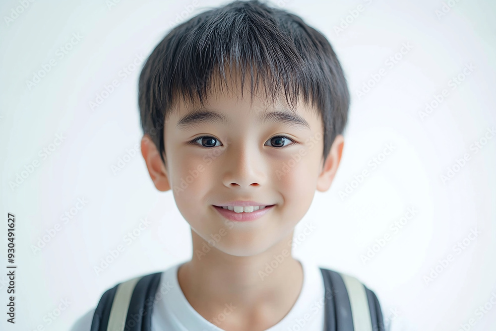 Asian teenage student carrying school bag on white background, student happy back to school Asian teenage student carrying school bag on white background, student happy back to school