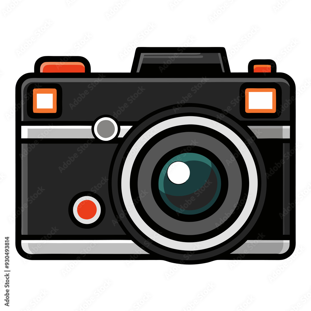 A minimalist illustration of acamera features a large central lens A minimalist illustration of acamera features a large central lens