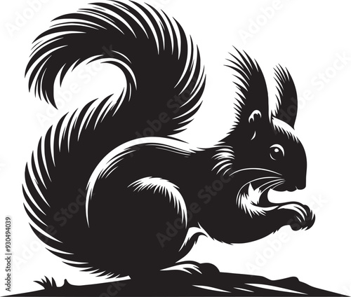 Wallpaper Mural Vector illustration of Squirrel Silhouette isolated on white background Torontodigital.ca