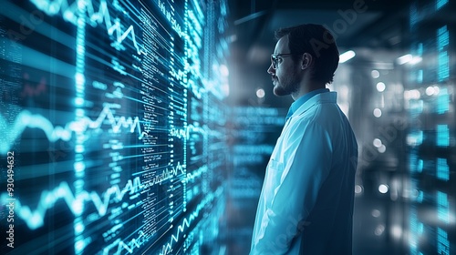 Wallpaper Mural A scientist evaluates digital data on a screen, showcasing innovation and analytics in a modern research environment. Torontodigital.ca