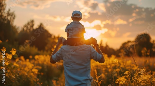 _Fathers_day._Back_view_of_a_little_child_boy_sitting