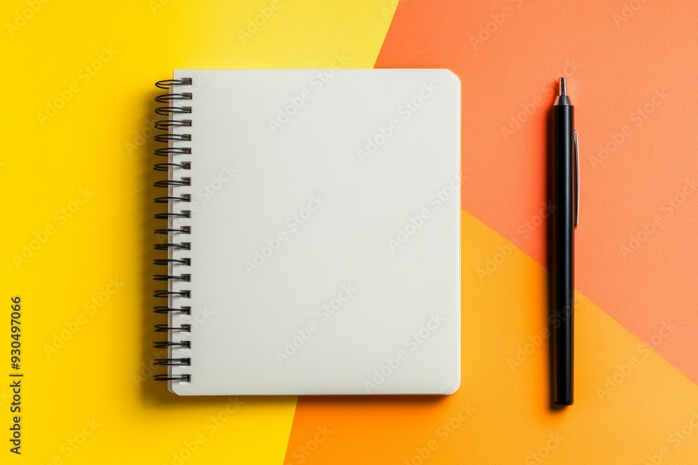 Empty Vibrant White Surface with a Single Orange Notebook on the Right Side for Calm Branding or Promotional Content Empty Vibrant White Surface with a Single Orange Notebook on the Right Side for Calm Branding or Promotional Content