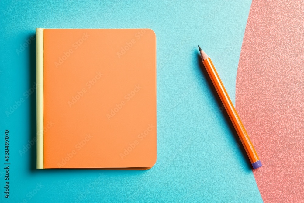 Vibrant Orange Notebook on Serene White Surface for Branding or Promotional Content - Peaceful Midday Setup Vibrant Orange Notebook on Serene White Surface for Branding or Promotional Content - Peaceful Midday Setup