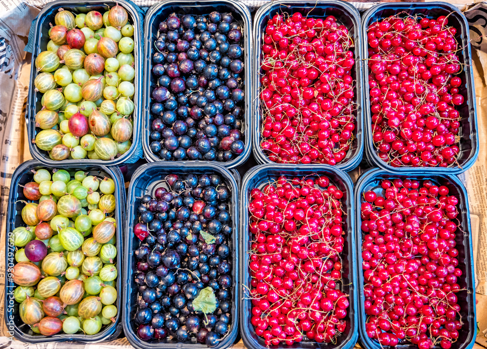 Berries in trays Berries in trays