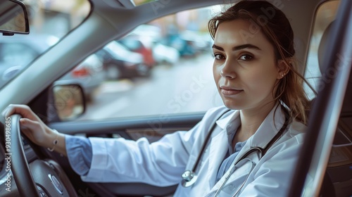 Doctor_getting_into_car_going_home_from_work._Work-