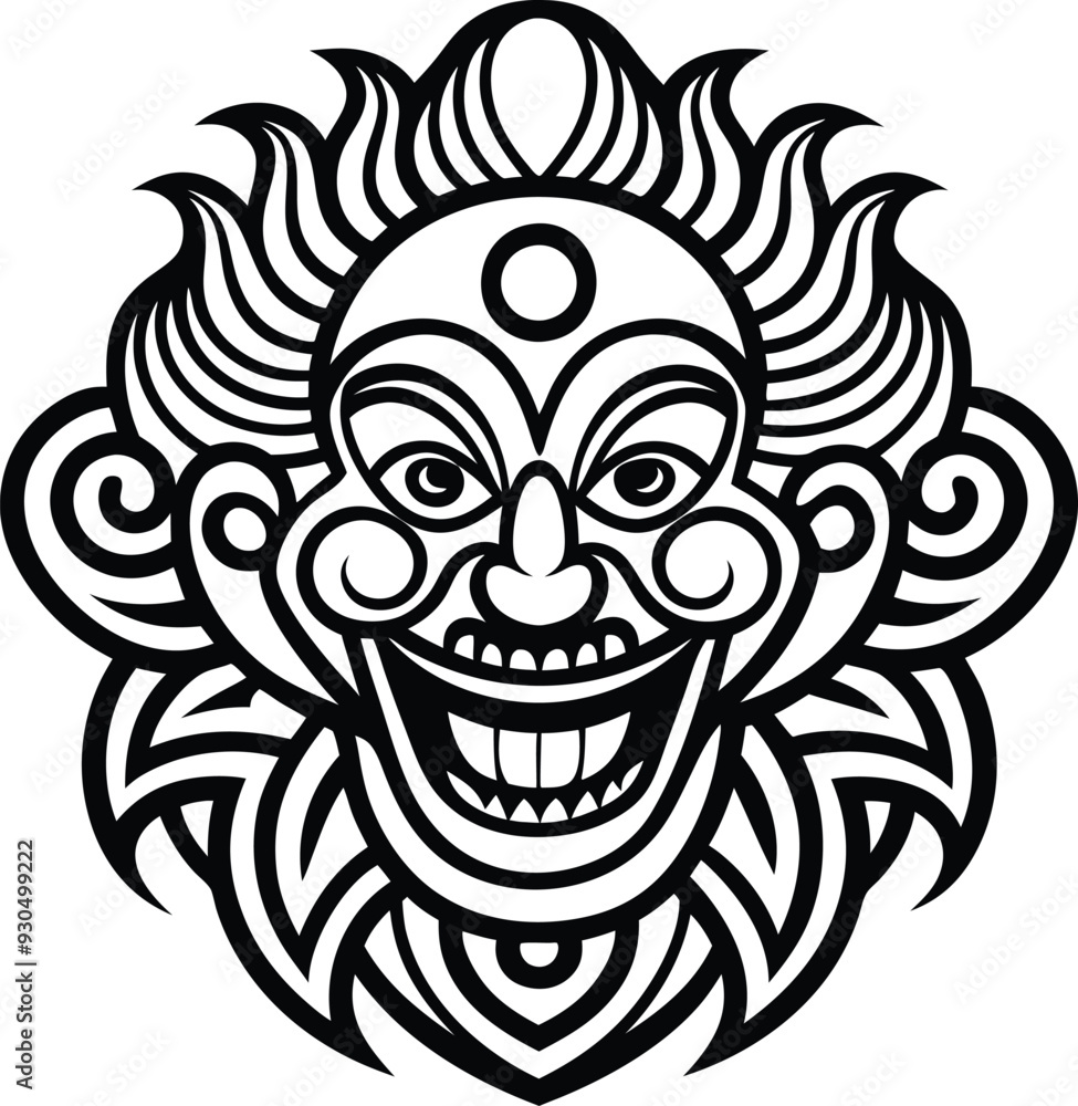 clown modern tribal tattoo illustration black and white clown modern tribal tattoo illustration black and white