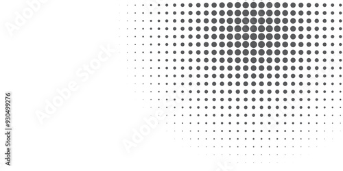 Dotted circular logo. Circular concentric dots isolated on the white background. Halftone fabric design.Halftone circle dots texture.