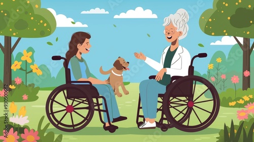 Female_caregiver_showing_cute_dog_to_senior_woman
