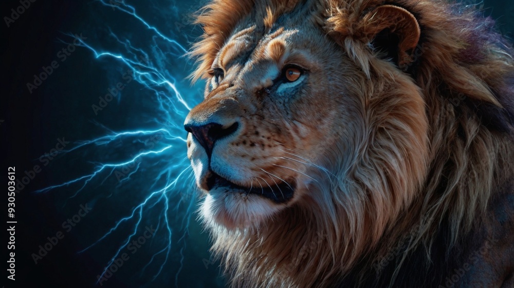 Naklejka premium close up portrait of a lion