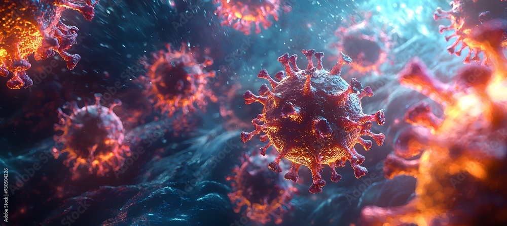 Virus Closeup with Glowing Effect. Virus Closeup with Glowing Effect.