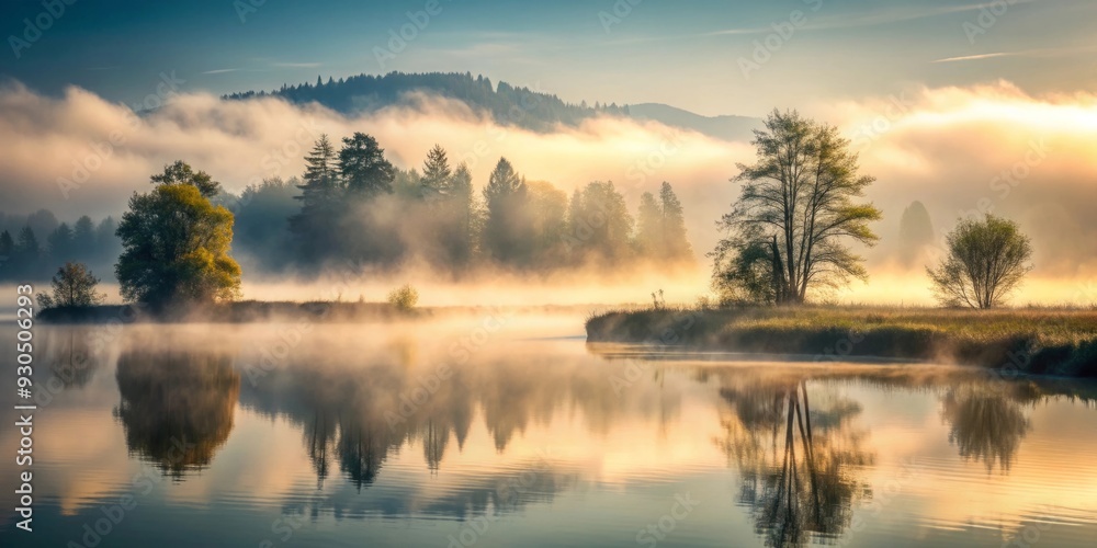Mysterious fog enveloping a peaceful natural scene Mysterious fog enveloping a peaceful natural scene