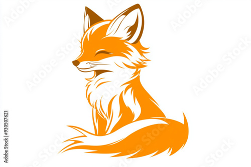 Cute baby fox logo isolated on white background