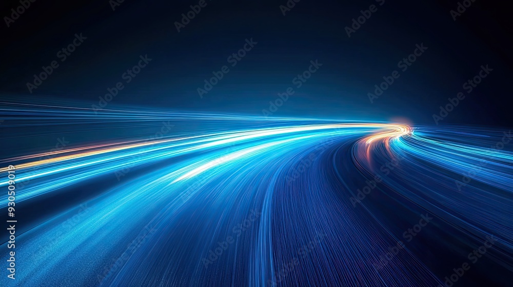 Abstract blue background with blurred speed lines and light streaks on the horizon, business background Abstract blue background with blurred speed lines and light streaks on the horizon, business background