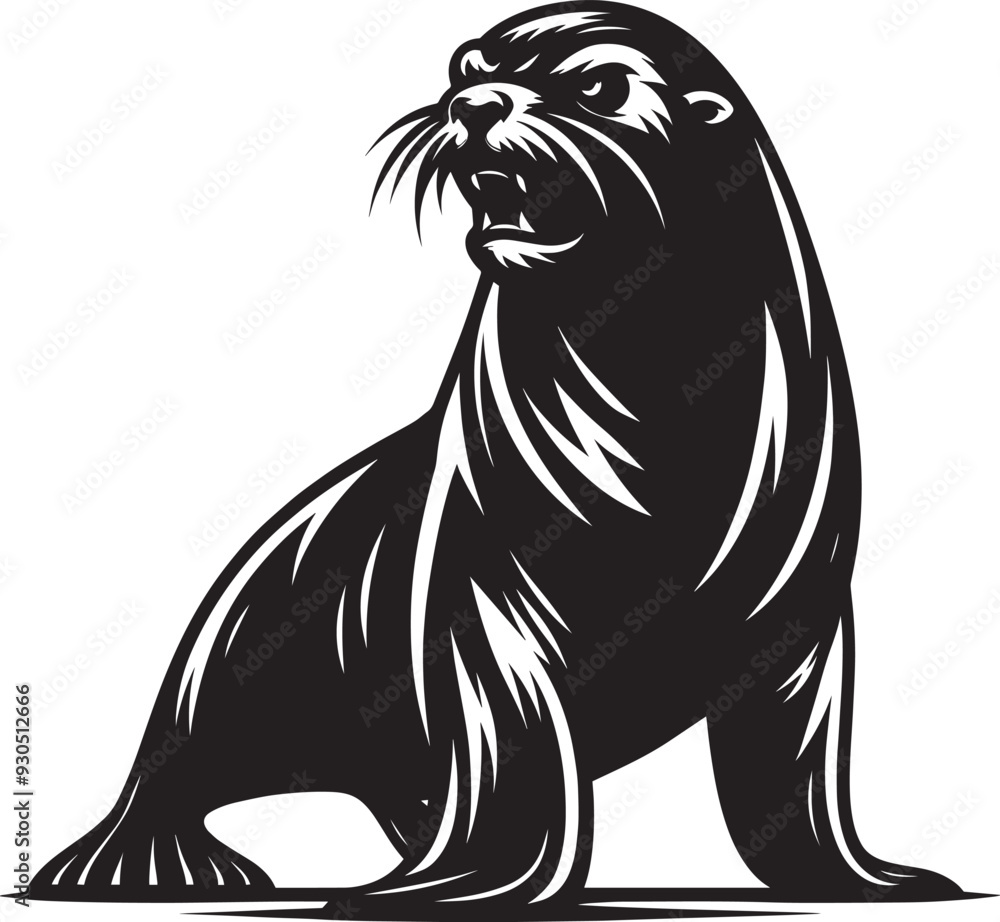 Fototapeta premium Vector illustration of Sea Lion Silhouette isolated on white background