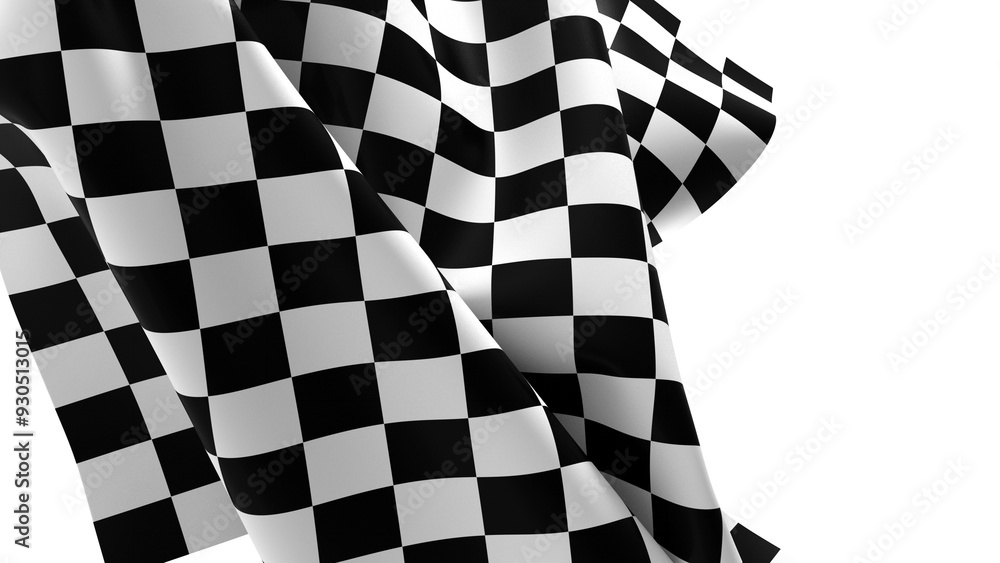 Fototapeta premium The checkered flag waves in the air Victory is in sight