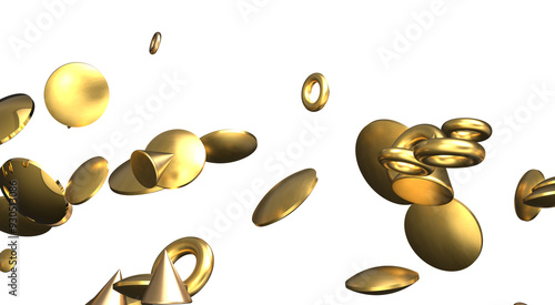 gold Jubilation: Astonishing 3D Illustration of Joyous gold Confetti