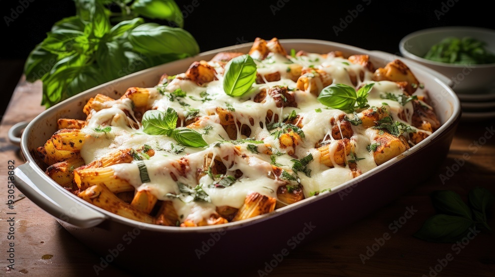 Baked Ziti with Marinara and Melted Cheese. Best For Banner, Flyer, and Poster Baked Ziti with Marinara and Melted Cheese. Best For Banner, Flyer, and Poster