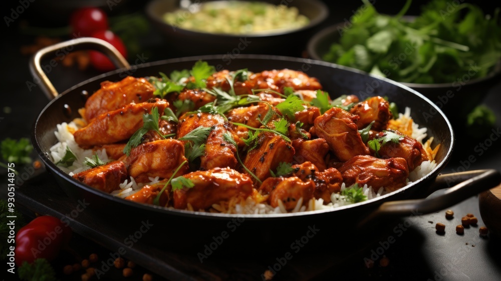 Chicken Tikka Masala with Basmati Rice. Best For Banner, Flyer, and Poster Chicken Tikka Masala with Basmati Rice. Best For Banner, Flyer, and Poster