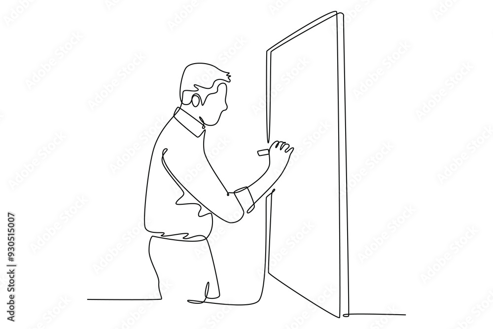Obraz premium Budget planning concept. Single line draw design vector graphic illustration.