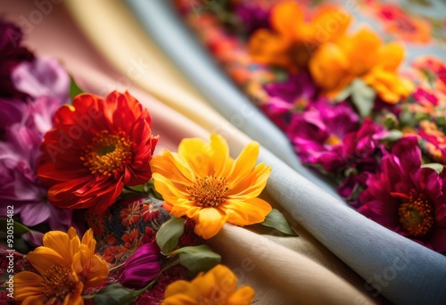 vibrant floral patterns showcasing variety textiles materials stunning colors designs, flowers, fabric, print, texture, nature, art, decoration, style