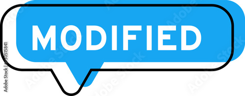 Speech banner and blue shade with word modified on white background