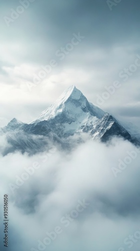 Snow-capped mountain peak rising above the