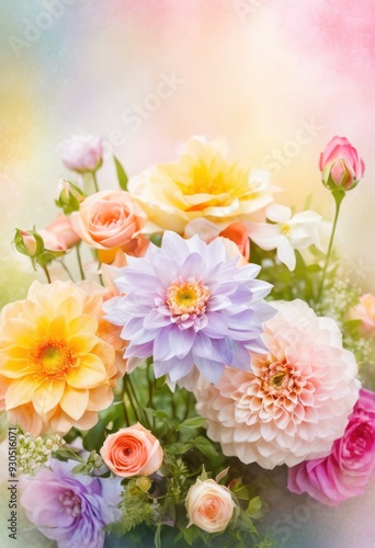 vibrant watercolor flower arrangements illuminated soft lighting stunning display color form, bloom, petal, botanical, beauty, floral, design, composition