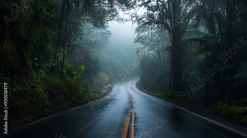 Foggy Forest Road