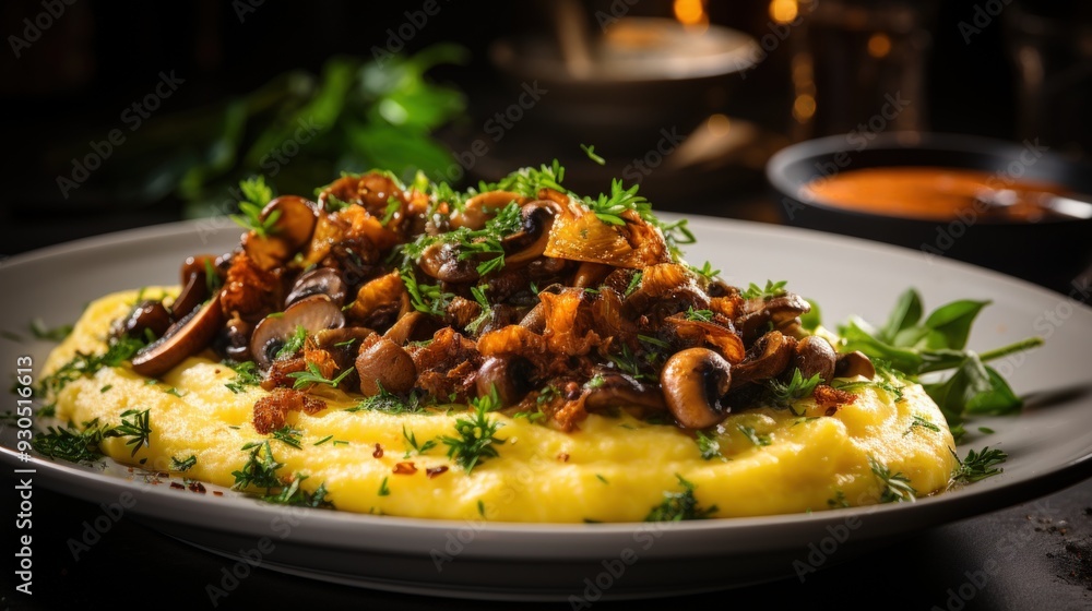 Polenta with Wild Mushroom Ragu. Best For Banner, Flyer, and Poster Polenta with Wild Mushroom Ragu. Best For Banner, Flyer, and Poster