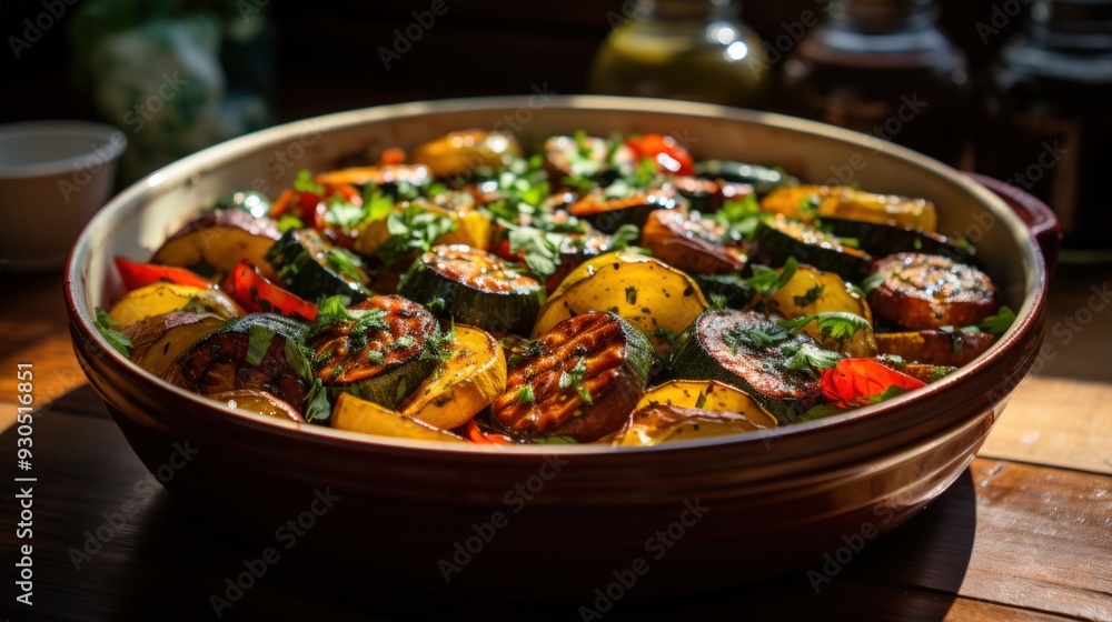 Ratatouille with Balsamic Glaze. Best For Banner, Flyer, and Poster Ratatouille with Balsamic Glaze. Best For Banner, Flyer, and Poster