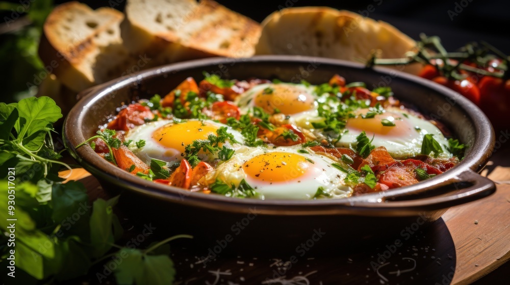 Shakshuka with Feta Crumbles. Best For Banner, Flyer, and Poster Shakshuka with Feta Crumbles. Best For Banner, Flyer, and Poster