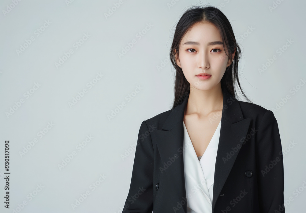 Elegant Chinese Female Model in a Minimalist Professional Outfit Elegant Chinese Female Model in a Minimalist Professional Outfit