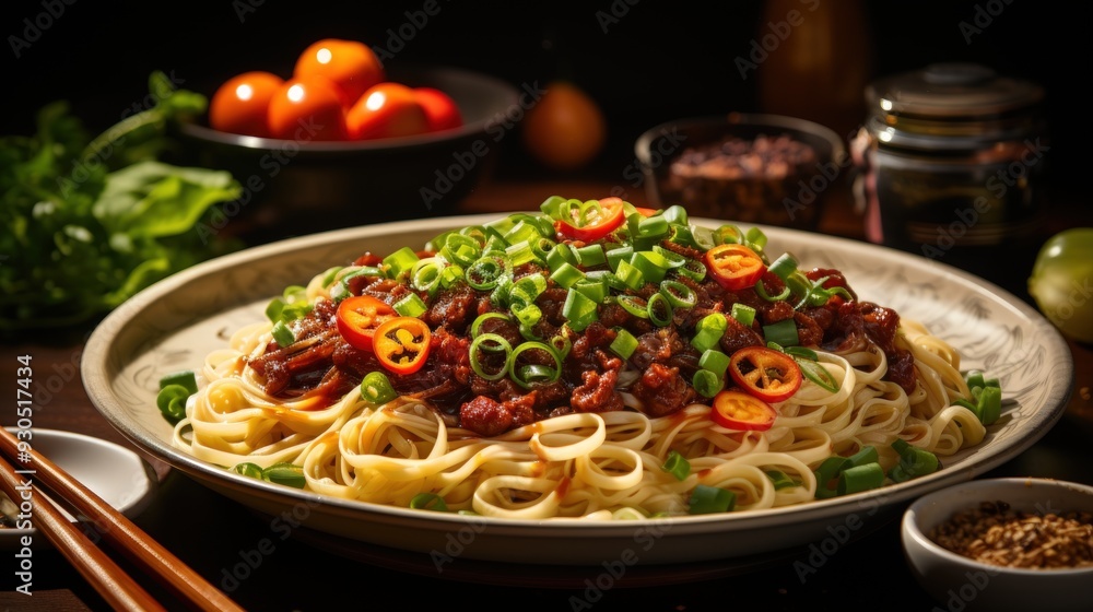 Szechuan Dan Dan Noodles. Best For Banner, Flyer, and Poster Szechuan Dan Dan Noodles. Best For Banner, Flyer, and Poster