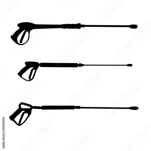 Silhouette of Pressure Washer Gun - Vector Art Illustration