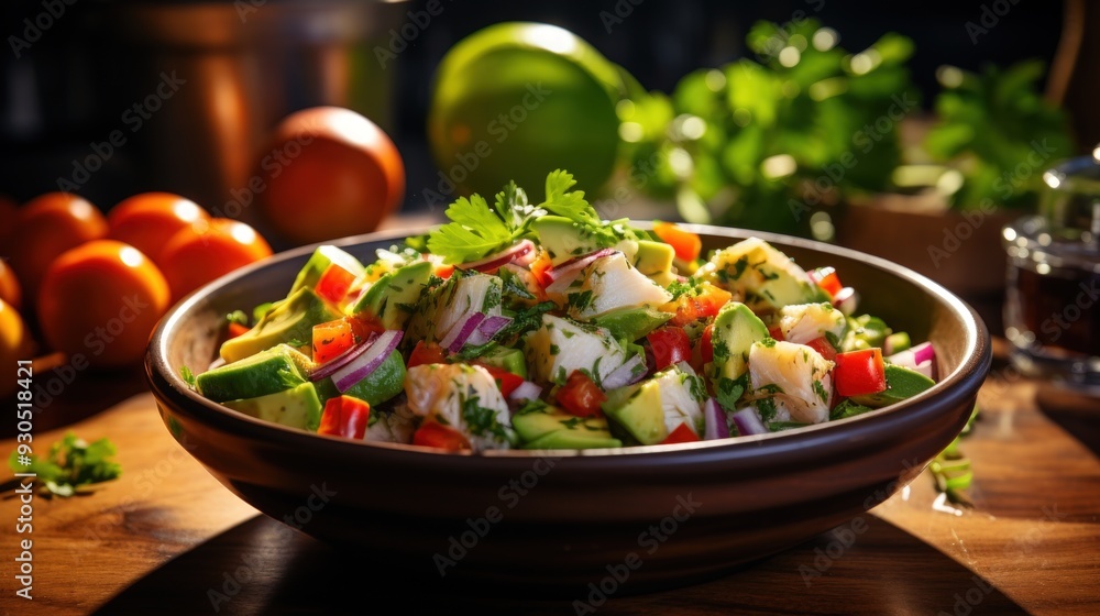 Ceviche with Avocado Salsa. Best For Banner, Flyer, and Poster Ceviche with Avocado Salsa. Best For Banner, Flyer, and Poster