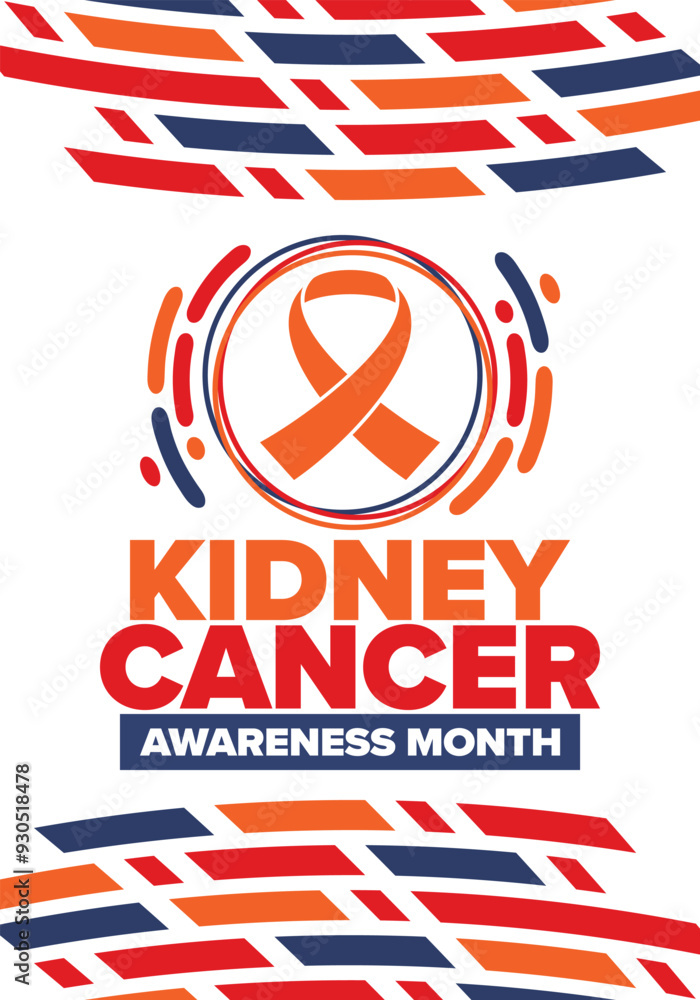 Kidney Cancer Awareness Month. Celebrate annual in March. Control and protection. Prevention campaign. Medical healthcare concept. Poster with ribbon. Banner and background. Vector illustration Kidney Cancer Awareness Month. Celebrate annual in March. Control and protection. Prevention campaign. Medical healthcare concept. Poster with ribbon. Banner and background. Vector illustration