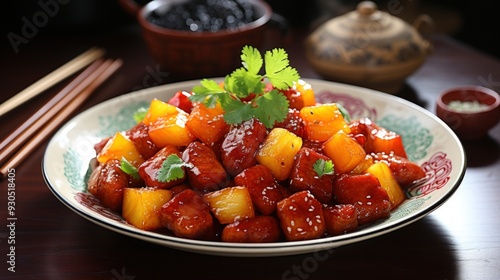 Cantonese Sweet and Sour Chicken . Best For Banner, Flyer, and Poster