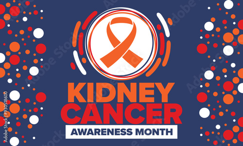 Kidney Cancer Awareness Month. Celebrate annual in March. Control and protection. Prevention campaign. Medical healthcare concept. Poster with ribbon. Banner and background. Vector illustration