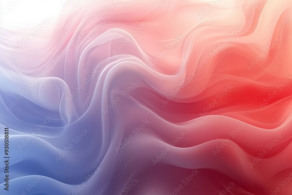 Fototapeta premium A mesmerizing abstract image featuring soft, flowing waves of fabric-like textures in soothing pastel shades of pink, purple, and orange.