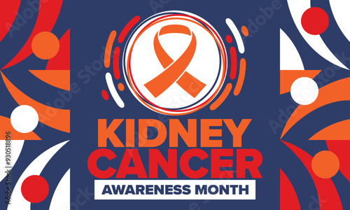 Kidney Cancer Awareness Month. Celebrate annual in March. Control and protection. Prevention campaign. Medical healthcare concept. Poster with ribbon. Banner and background. Vector illustration