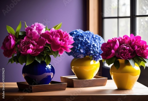 vibrant floral arrangements sleek modern pots showcasing colorful display fresh blooms lush greenery, flowers, design, nature, decor, interior, aesthetic