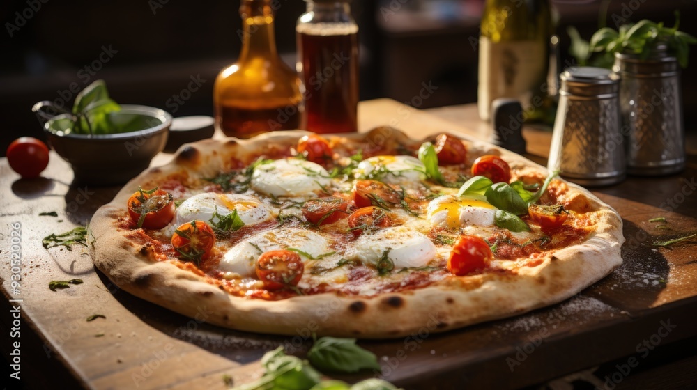 Margherita Pizza with Buffalo Mozzarella. Best For Banner, Flyer, and Poster Margherita Pizza with Buffalo Mozzarella. Best For Banner, Flyer, and Poster