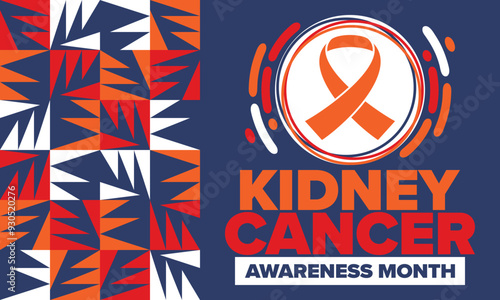 Kidney Cancer Awareness Month. Celebrate annual in March. Control and protection. Prevention campaign. Medical healthcare concept. Poster with ribbon. Banner and background. Vector illustration