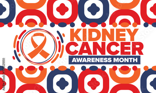 Kidney Cancer Awareness Month. Celebrate annual in March. Control and protection. Prevention campaign. Medical healthcare concept. Poster with ribbon. Banner and background. Vector illustration